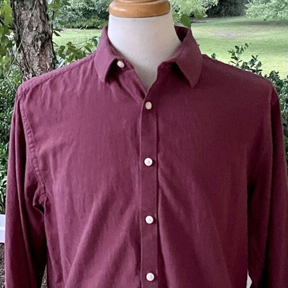 Stitch Note Egyptian Cotton Long Sleeve Shirt. Berry color. Size Large. - Picture 2 of 7